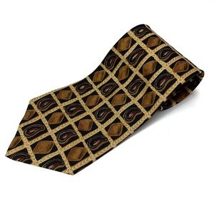 Ferrell Reed Handmade 100% Silk Yellow Multicolor Paisley Geometric Neck Tie